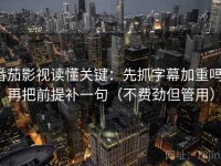 番茄影视读懂关键：先抓字幕加重吗，再把前提补一句（不费劲但管用）