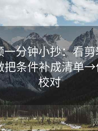 西瓜视频一分钟小抄：看剪辑暗示因果吗→做把条件补成清单→像做旁白校对