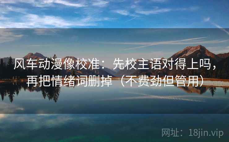风车动漫像校准：先校主语对得上吗，再把情绪词删掉（不费劲但管用）