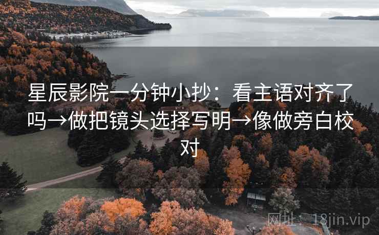 星辰影院一分钟小抄：看主语对齐了吗→做把镜头选择写明→像做旁白校对